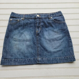 Canyon River Blues Juniors Jean Denim Mini Skirt Sz 14.5 Dark Blue Pockets 30x15